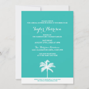 Palm Tree Aqua Bridal Shower Kaart