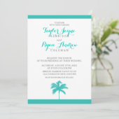 Palm Tree Aqua Grey Faire-part de mariage (Debout devant)