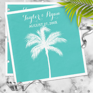 Palm Tree Aqua Trouwpapier Servetten