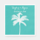Palm Tree Aqua Trouwpapier Servetten (Voorkant)
