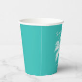 Palm Tree Aqua Wedding Papieren Bekers (Rechts)