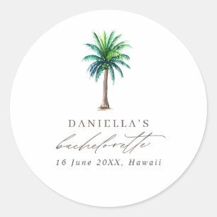 Palm Tree Bachelorette Party Favor Ronde Sticker