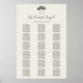 Palm Tree Beach bruiloft 18 tafel zitgrafiek Poster (Voorkant)