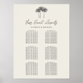 Palm Tree Beach bruiloft 6 tafel zitgrafiek Poster (Voorkant)