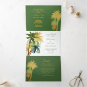 Palm Tree Beach bruiloft drievoudig Drieluik Uitnodiging (Binnen)