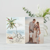 Palm Tree Beach Chaises Carte photo de vacances Tr (Debout devant)