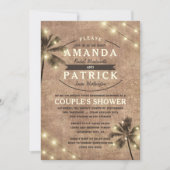 Palm Tree Beach Couples Invitations de douche (Devant)