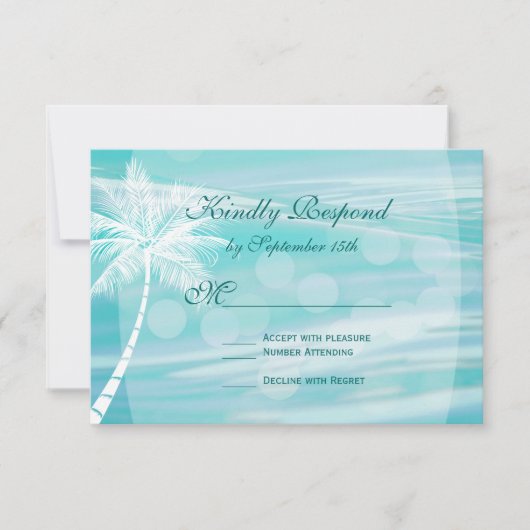 Palm Tree Beach Destination Mariage Carte RSVP (Devant)