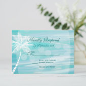 Palm Tree Beach Destination Mariage Carte RSVP (Debout devant)