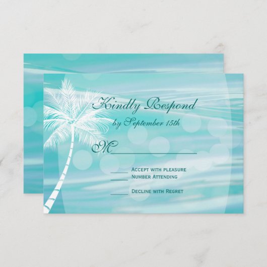 Palm Tree Beach Destination Mariage Carte RSVP (Devant / Derrière)
