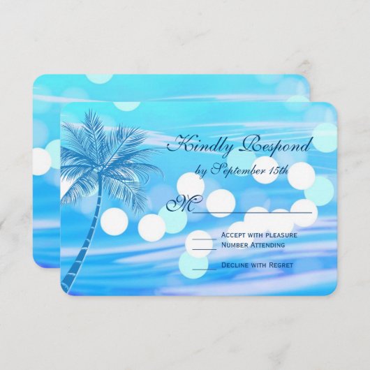 Palm Tree Beach Destination Mariage Carte RSVP (Devant / Derrière)