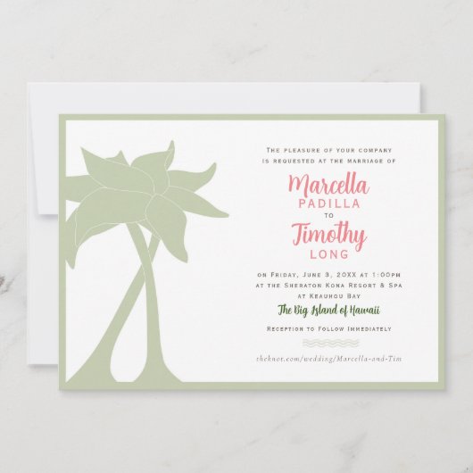 Palm Tree Beach Destination Mariage Invitation (Devant)