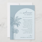 Palm Tree Beach Dusty Blue Wedding Itinerary Kaart (Voorkant)
