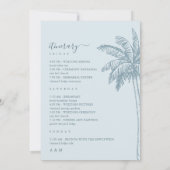 Palm Tree Beach Dusty Blue Wedding Itinerary Kaart (Achterkant)