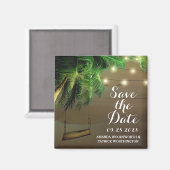 Palm Tree Beach Lights Magnet Réservez la date (Recto/Verso)