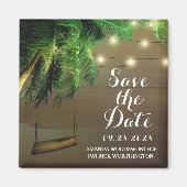 Palm Tree Beach Lights Magnet Réservez la date (Devant)