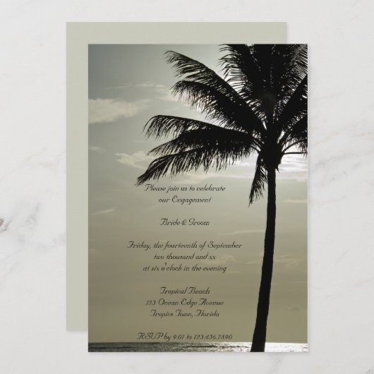 Palm Tree Beach Mariage Invitation de la fête (Devant / Derrière)