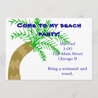 Palm Tree Beach Party-uitnodiging Kaart