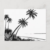 Palm Tree Beach Pen Tekening Briefkaart (Voorkant)