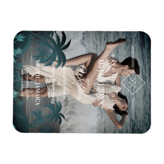 Palm Tree Beach Personalized Photo Verloving Magneet (Horizontaal)