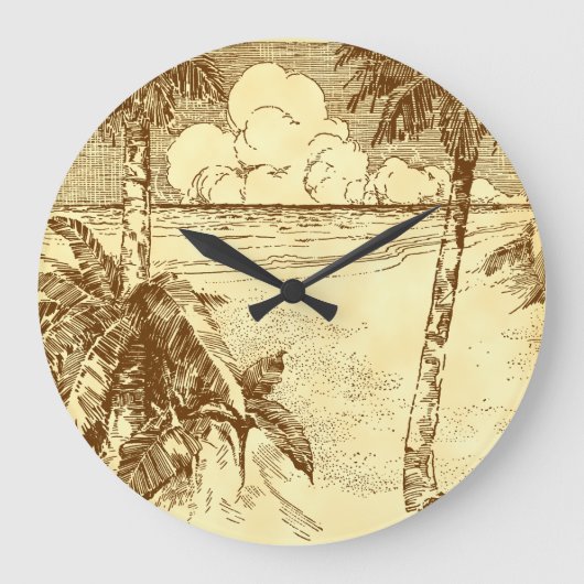 Palm Tree Beach Tropical Horloge Pas De Chiffres (Recto)
