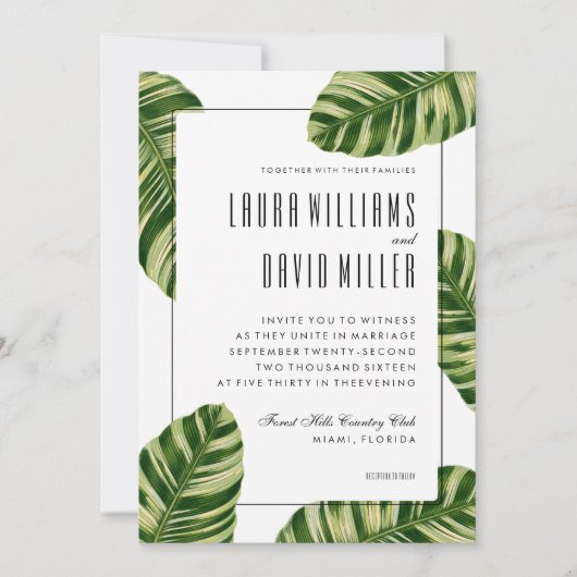 Palm Tree Beach Tropical Invitation de mariage (Devant)