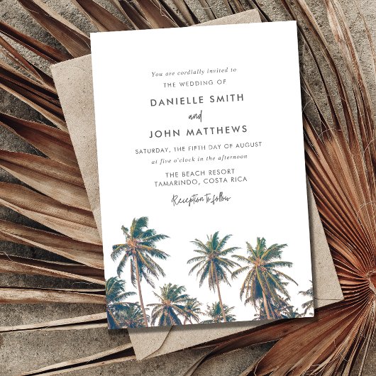 Palm Tree Beach Tropical Invitation de mariage
