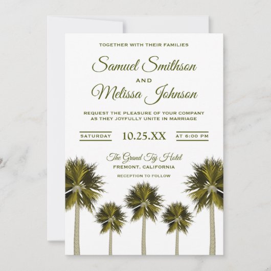 Palm Tree Beach Tropical moderne Invitation de mar (Devant)