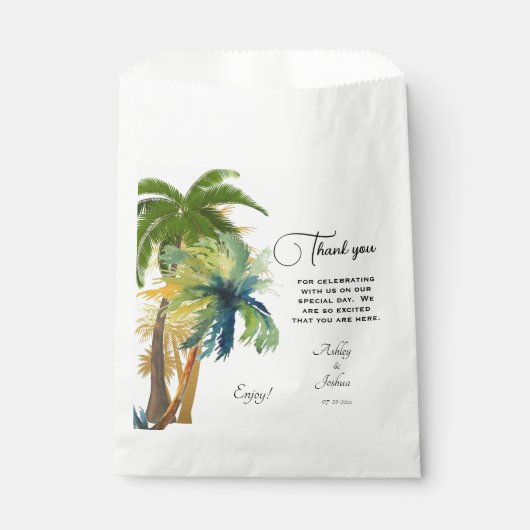Palm Tree Beach Weddenschap Bedankzakje (Voorkant)