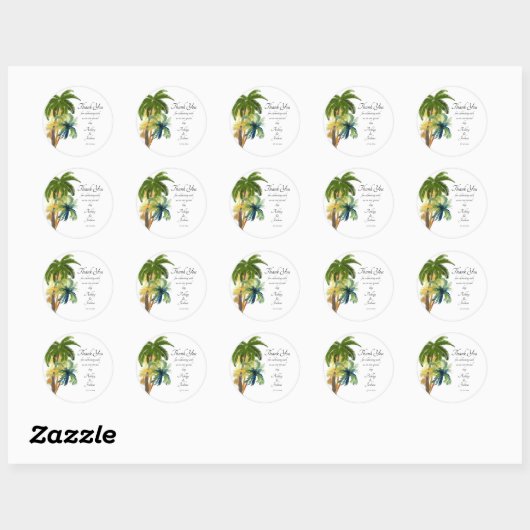 Palm Tree Beach Weddenschap Ronde Sticker (Vel)