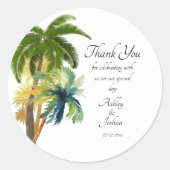 Palm Tree Beach Weddenschap Ronde Sticker (Voorkant)