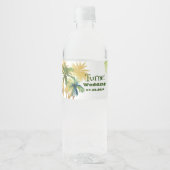 Palm Tree Beach Weddenschap Waterfles Etiket (Voorkant)