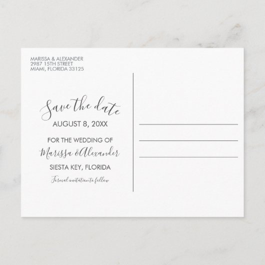 Palm Tree Beach Wedding Bewaar de datums Aankondigingskaart (Achterkant)
