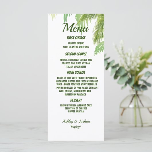 Palm Tree Beach Wedding Menu (Debout devant)