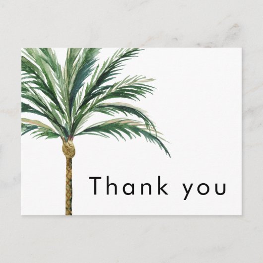 Palm Tree Bestemming Bruiloft Dank u Briefkaart (Voorkant)