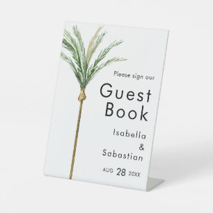 Palm Tree Bestemming Bruiloft Gast Boek teken Reclamebord Met Voetstuk