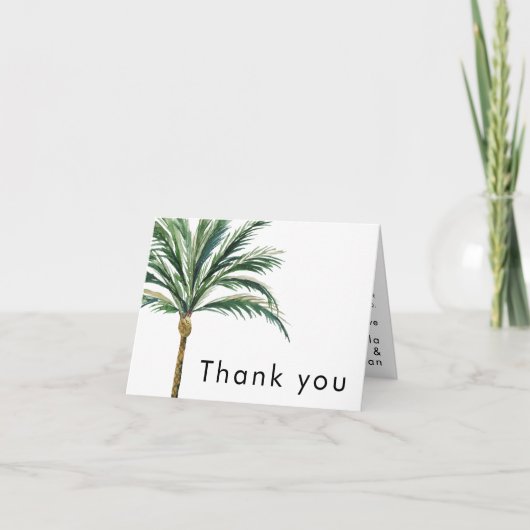 Palm Tree bestemming bruiloft gevouwen dank u Bedankkaart (Voorkant)