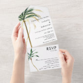 Palm Tree Bestemming Entree Keuze RSVP Bruiloft All In One Uitnodiging (Afscheurbaar)