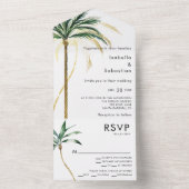 Palm Tree Bestemming Entree Keuze RSVP Bruiloft All In One Uitnodiging (Binnen)