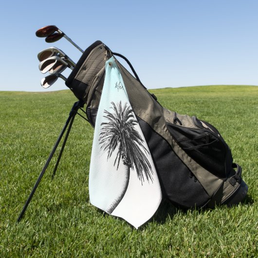 Palm Tree Black White Modern Blue Sky Personal Golfhanddoek (Groen)