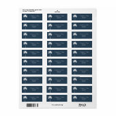 Palm Tree Blanc Bleu Élégant Étiquette de script m (Feuille entière)