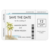 Palm Tree Boarding Pass Magnet Réservez la date (Horizontal)
