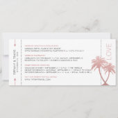 Palm Tree Boarding Pass Ticket Roos Gold Pink Save The Date (Achterkant)
