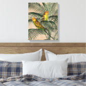 Palm Tree Boedgerigar Parrot Rustic Hessian Canvas (Insitu (Slaapkamer))