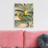 Palm Tree Boedgerigar Parrot Rustic Hessian Canvas Afdruk (Insitu (Woonkamer))