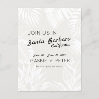 Palm Tree Botanical Typography Clean Save the Date Briefkaart
