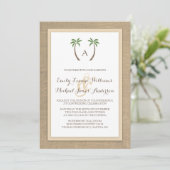 Palm Tree Burlap Beach Faire-part de mariage tropi (Debout devant)