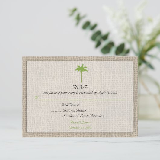 Palm Tree & Burlap Beach Wedding RSVP (Debout devant)
