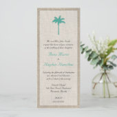 Palm Tree & Burlap Faire-part de mariage - Turquoi (Debout devant)