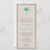 Palm Tree & Burlap Faire-part de mariage - Turquoi (Devant)